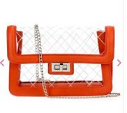 Dome-compliant cross-body clear clutch